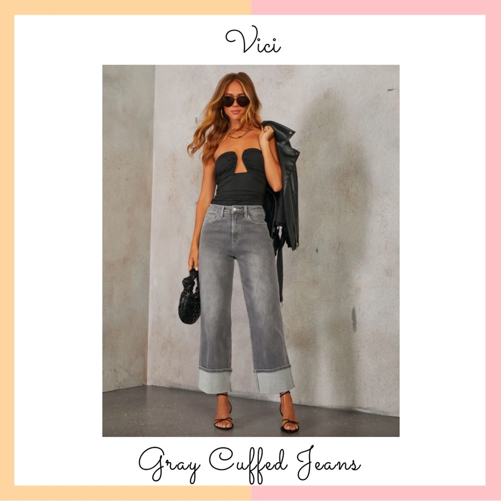 Vici Gray Cuffed Women's Jeans